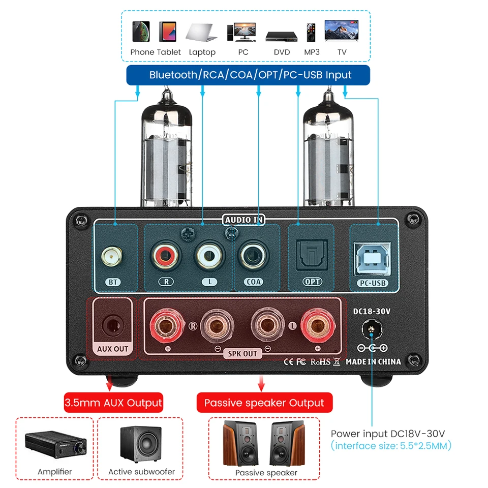 Aiyima áudio t9 bluetooth 5.0 tubo de