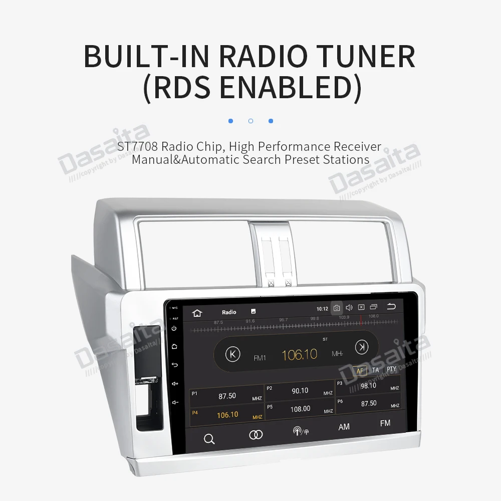 Dasaita Android 9,0 автомобильный двойной Din для Toyota New Prado 150 Строение в GPS 1024*600 радио TDA7850 10," ips сенсорный экран