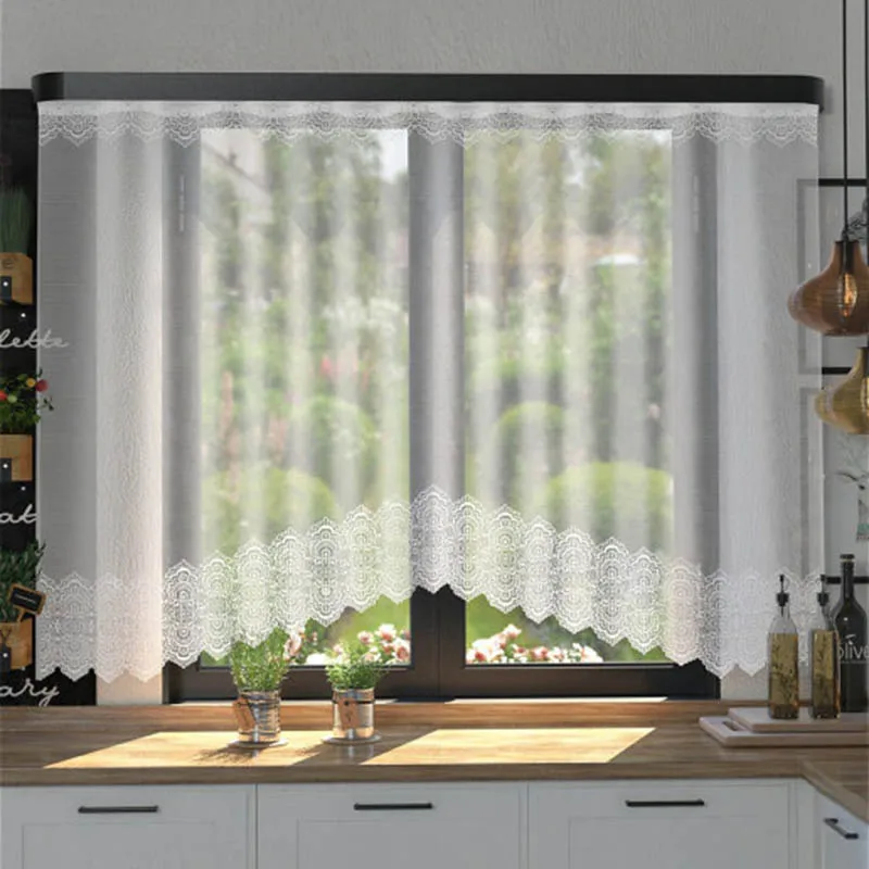 Тюль DOMOZON 2.85 х 1.60 м на Шторной ленте для Кухни Столовой Гостиной Детской короткая