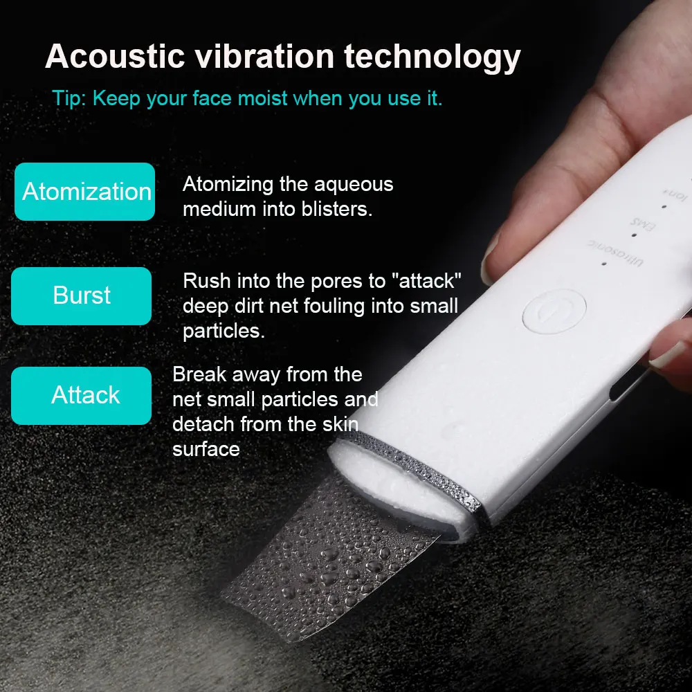 Ультразвуковой пилинг скраб для кожи лица чистка машина Лопата акне очиститель