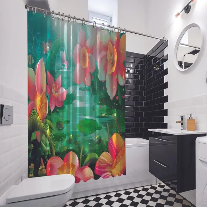 Занавеска для душа с рекой Волшебные Цветы Растения Сказочный Сад лес