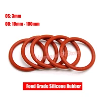 cs 3mm food grade silicone rubber o ring od 10mm 100mm red vmq sealing washer o ring gaskets waterproof and insulated