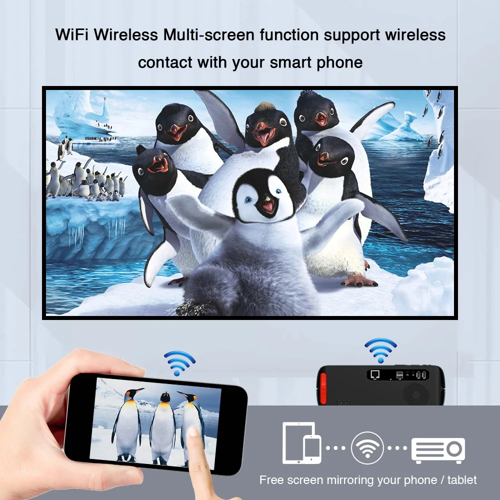 Видео проектор 4K Система домашнего кинотеатра Wifi Usb Android 9 0 Bluetooth Full HD 6500 люмен 1080P