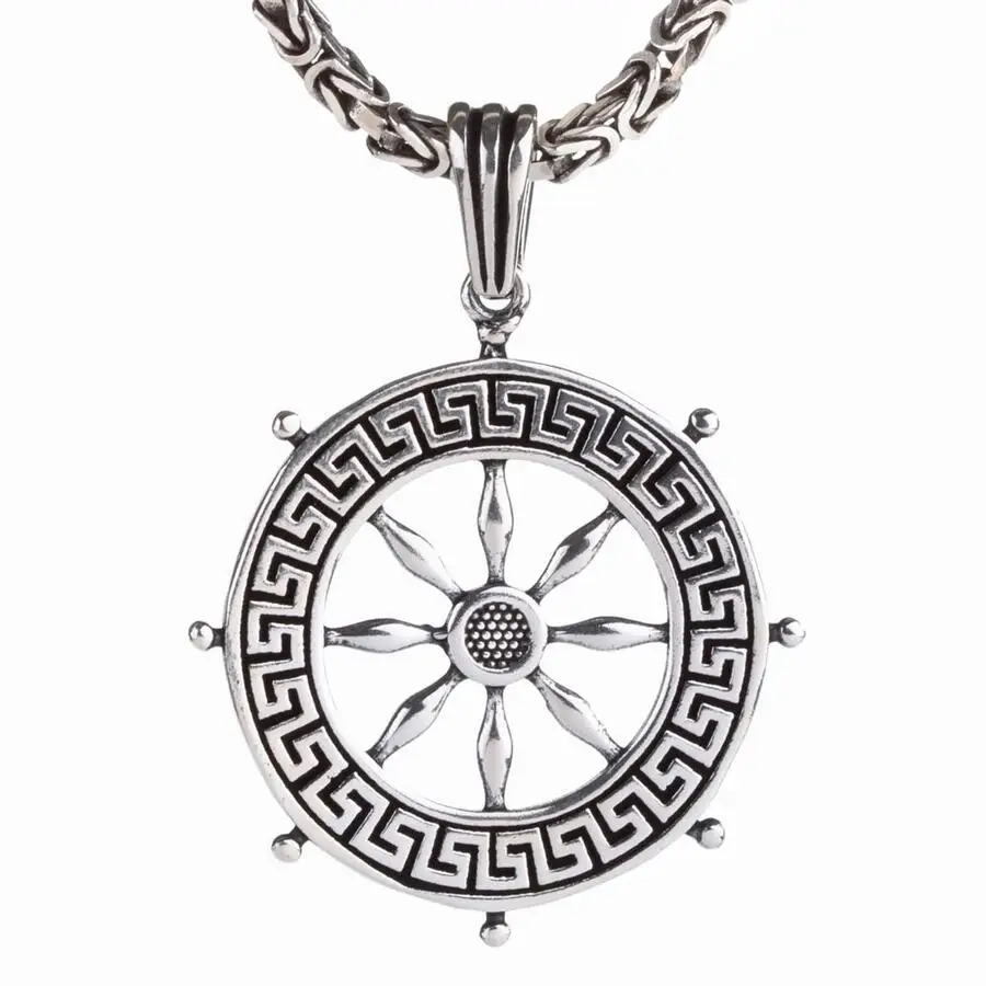 

925 Sterling Silver Rudder Pendant Men Necklace With King Chain Fashion Turkish Premium Quality Handmade Jawelery