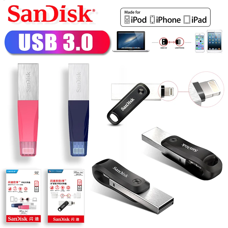 SanDisk Apple мобильный телефон u диск флеш накопитель 256 ГБ 128 память металл USB 3 0 флешка
