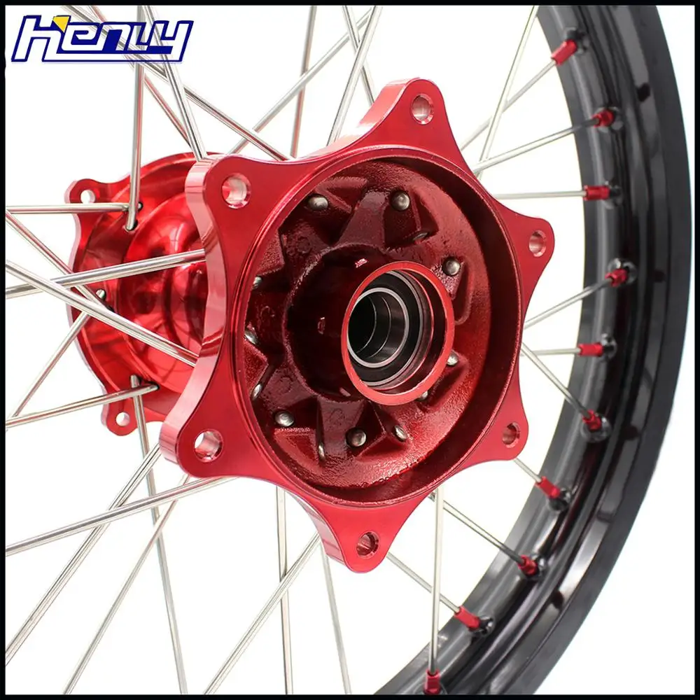 21/19 литые MX колеса Набор для HONDA CR125R CR250R 2002-2013 Красный ниппель