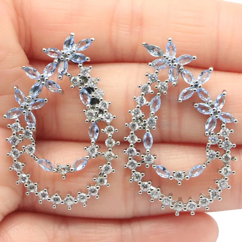 Женские свадебные серебряные серьги 36x24 мм | Украшения и аксессуары