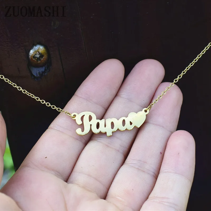Ожерелье с надписью Papa Heart нежное ожерелье из нержавеющей стали подарок для мамы