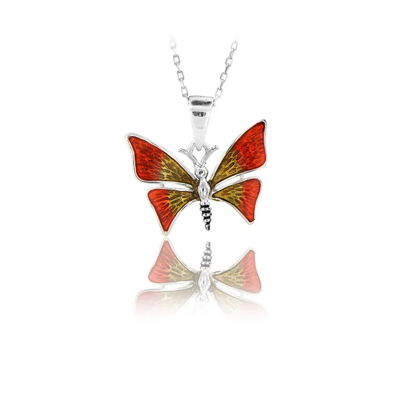 

Butterfly Necklace 925 Sterling Silver Colorful Nature Charm Bridesmade Nature Lover Gift