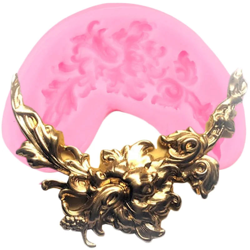 

Рельефная силиконовая форма в виде цветов и листьев в стиле барокко