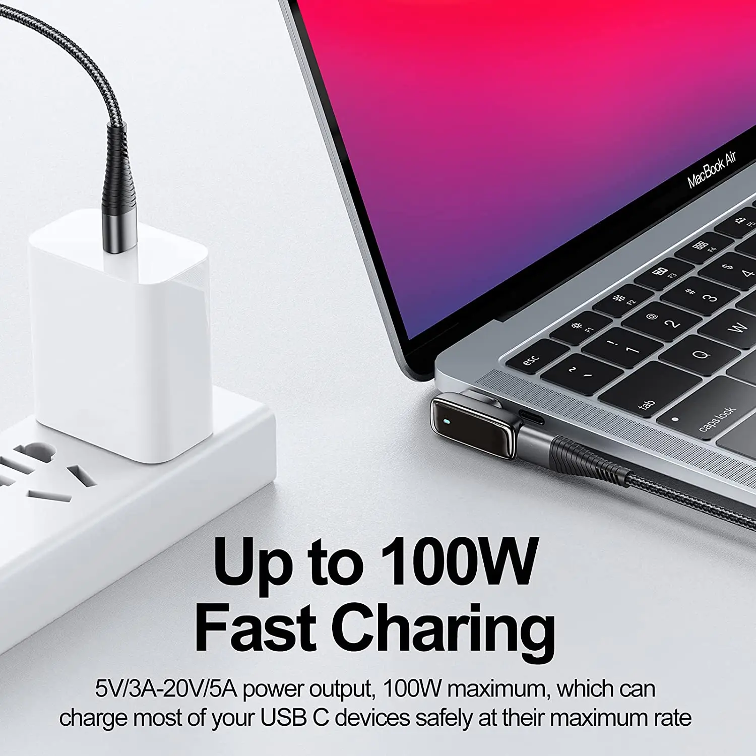 Магнитный адаптер USB C 24 контакта Type-C PD 100 Вт быстрая зарядка 4K @ 60 Гц и 9 Гбит/с