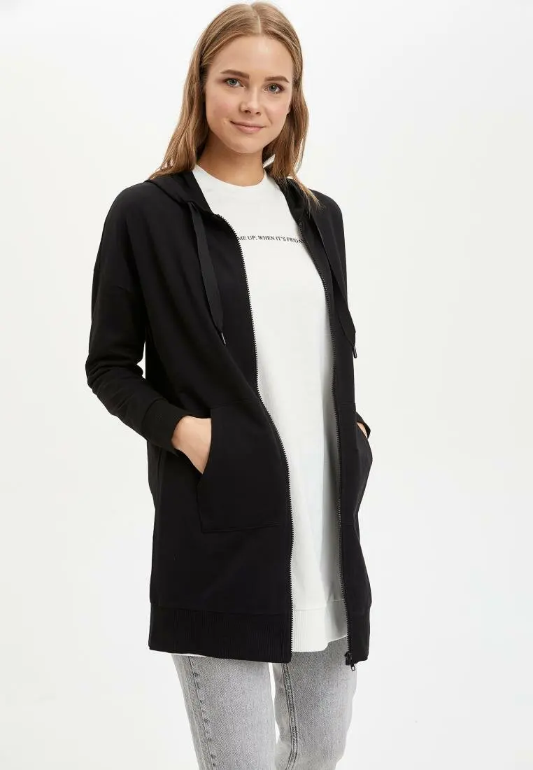 Женский трикотажный кардиган DeFacto Весенняя Повседневная Длинная толстовка с