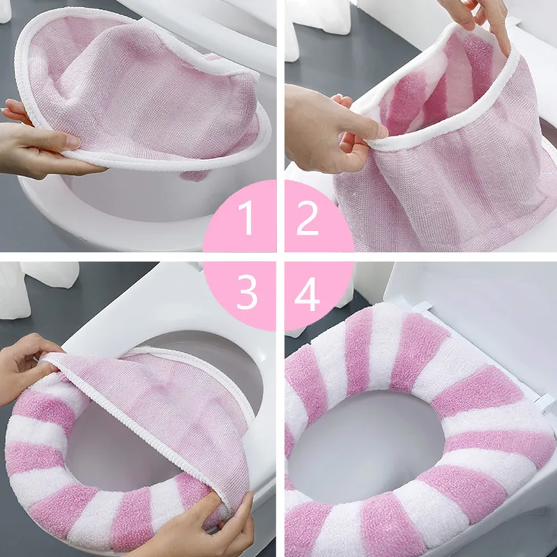 

Thicken Warm Toilet Seat Cover Bathroom Soft Closestool Cushion Bathware Shower Supplies