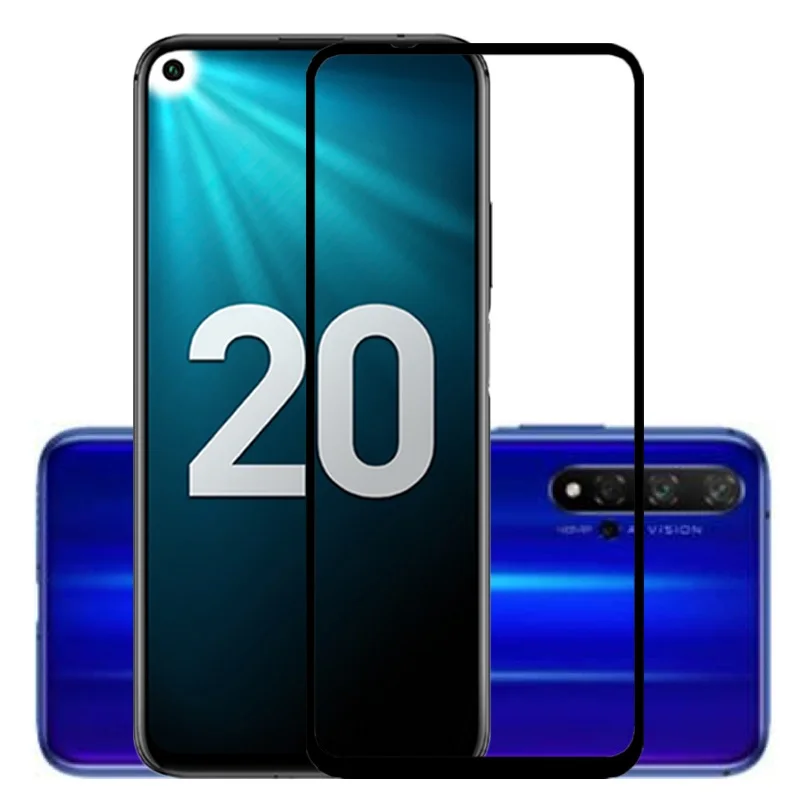 Protective glass for honor 20/honor 20 pro/Nova 5T, black frame, with indent from the edges, no hole under the camera