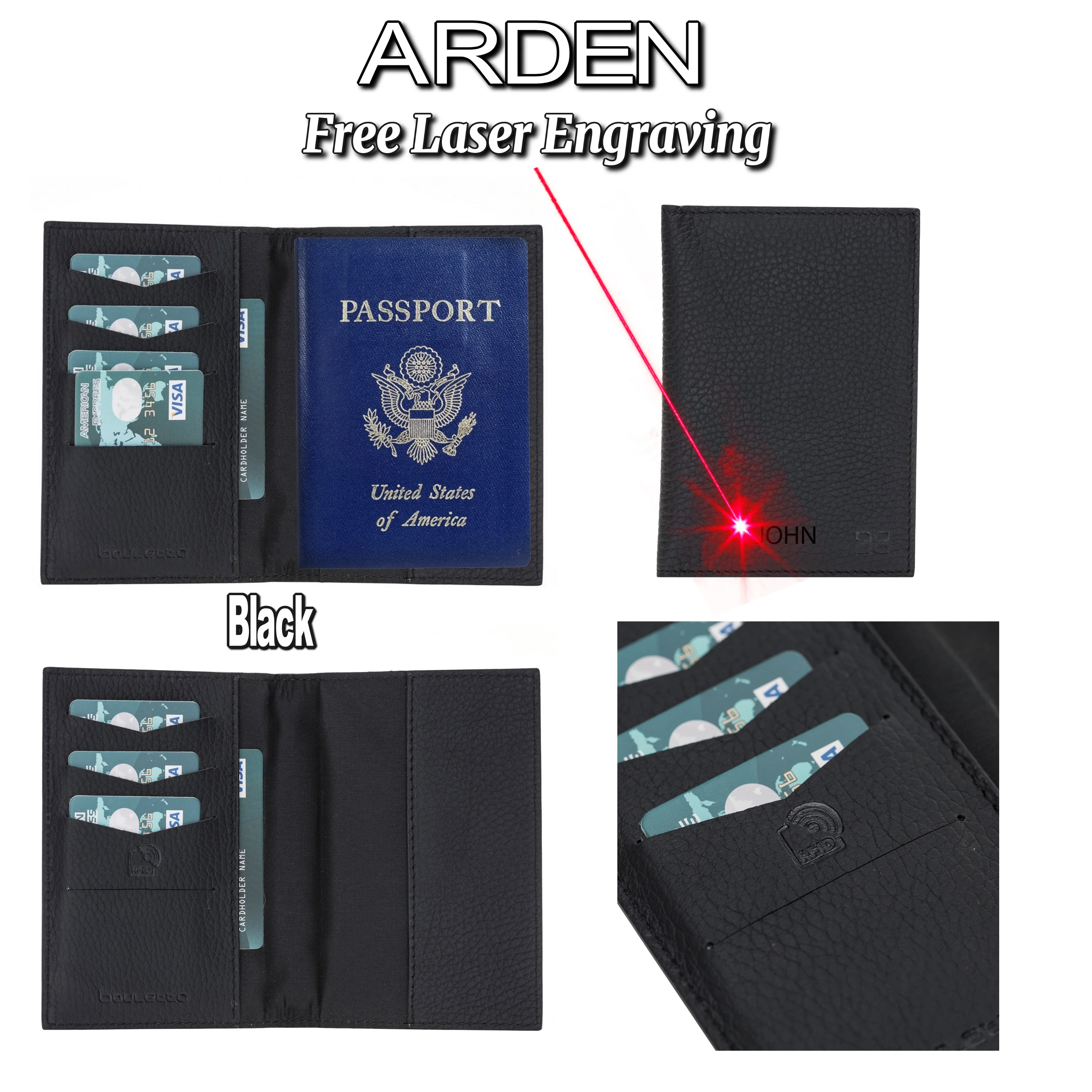 Genuine Leather Handmade Passport Holder Cover Case Credit Card Holder and Modern Collectible Book Type Wallet Slim Design RFID