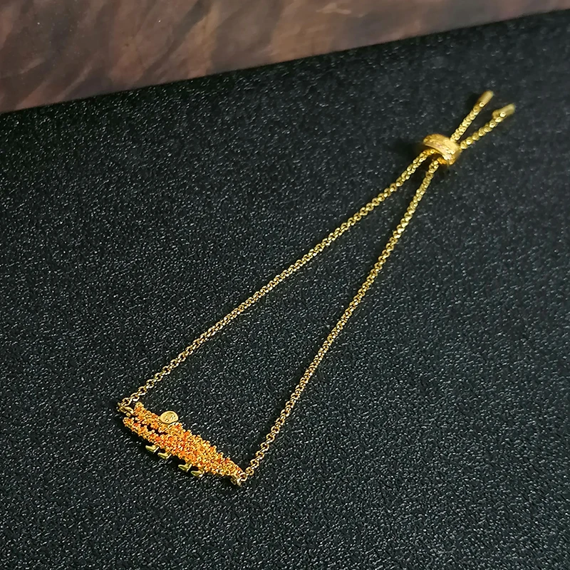 

Fashion women s925 sterling silver crocodile pendant bracelet adjustable luxury brand monaco jewelry gift