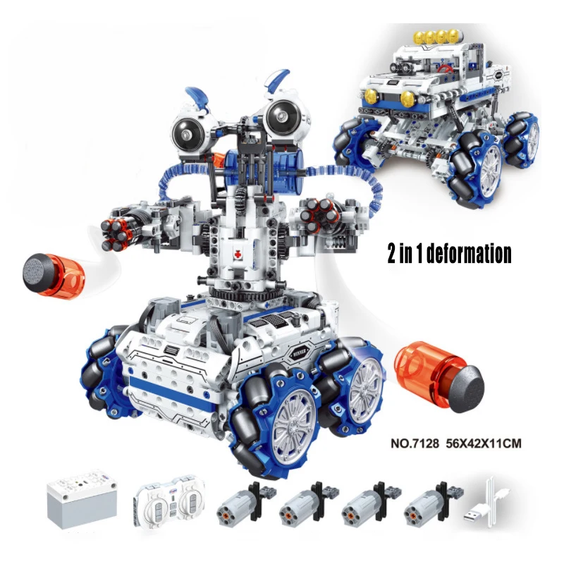 

New High-Tech RC Robot Two Forms 2in1 Model Bricks Deformable Remote Control Combat Robotes Building Blocks Toys for Kids Gifts