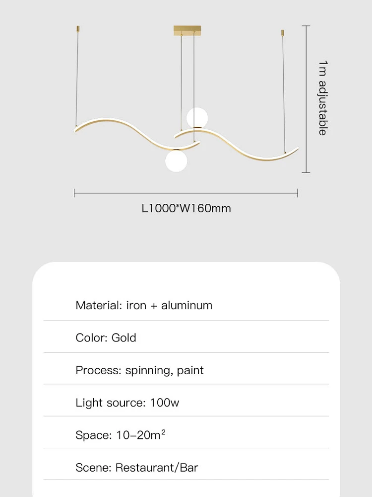 Креативная изогнутая подвесная люстра в скандинавском стиле для столовой кухни