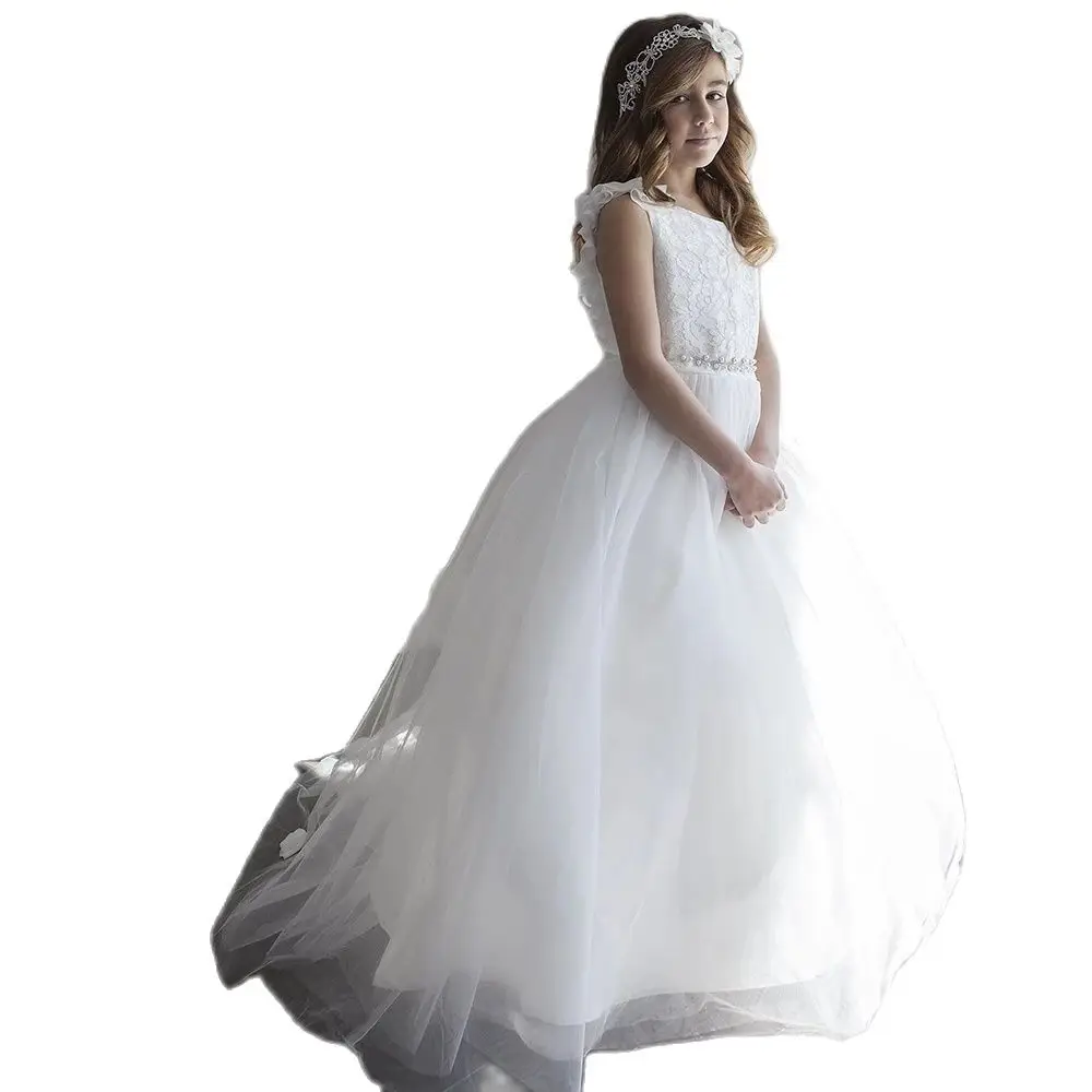 

Gardenwed White Flower Girl Dress Tulle Puffy Princess Dress Cute Baby Party Dress Child Dress Little Girl Dress First Communion