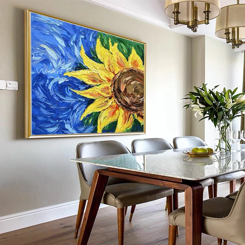 Большой толстый нож-Подсолнух ручной работы 100% Картина на холсте современные