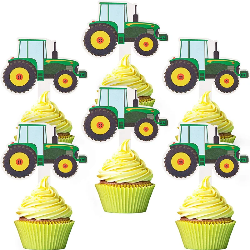 

Farm Tractor Cupcake Topper Cars Picks Construction Party Baby Shower Decoration Supplies