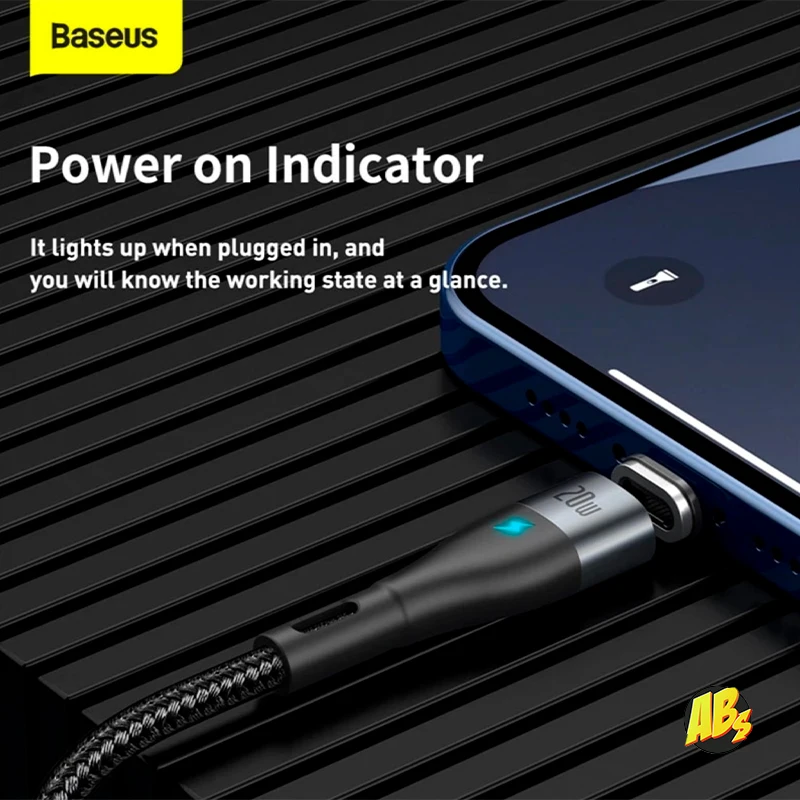 Магнитный USB C кабель Baseus Lightning 1м 20W QC3.0 PD для iPhone 13 12 11 Pro Max быстрая зарядка передача