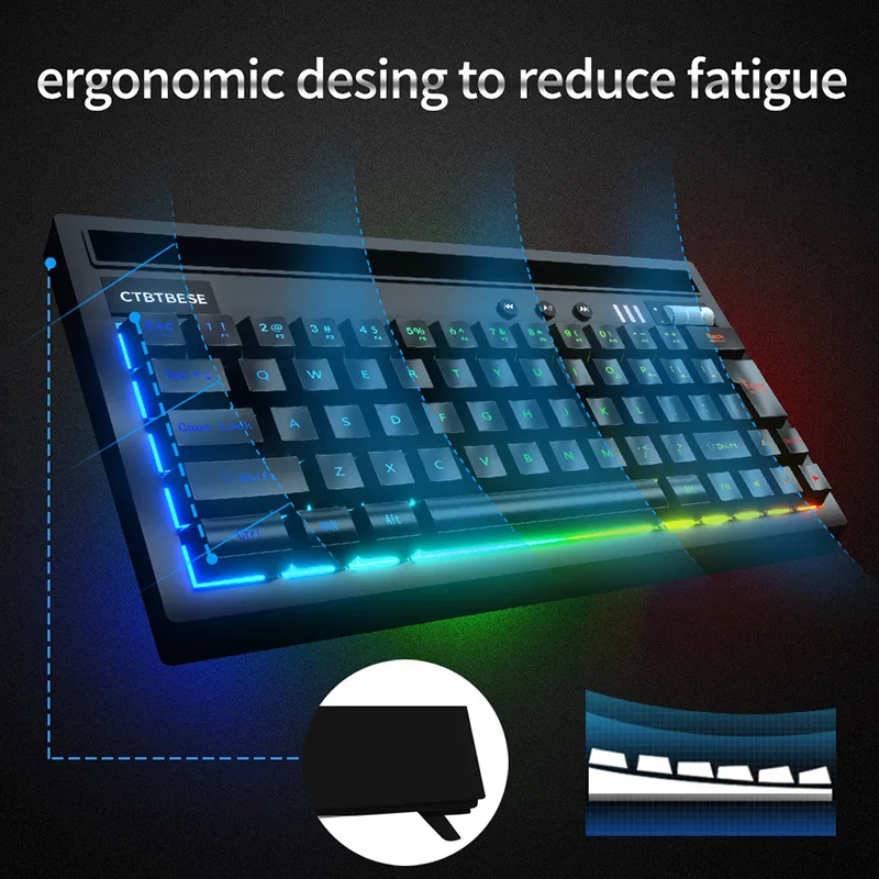 2022 Gaming office Keyboard RGB LED Backlight Plug And Play White/Black Ergonomic Design Waterproof |