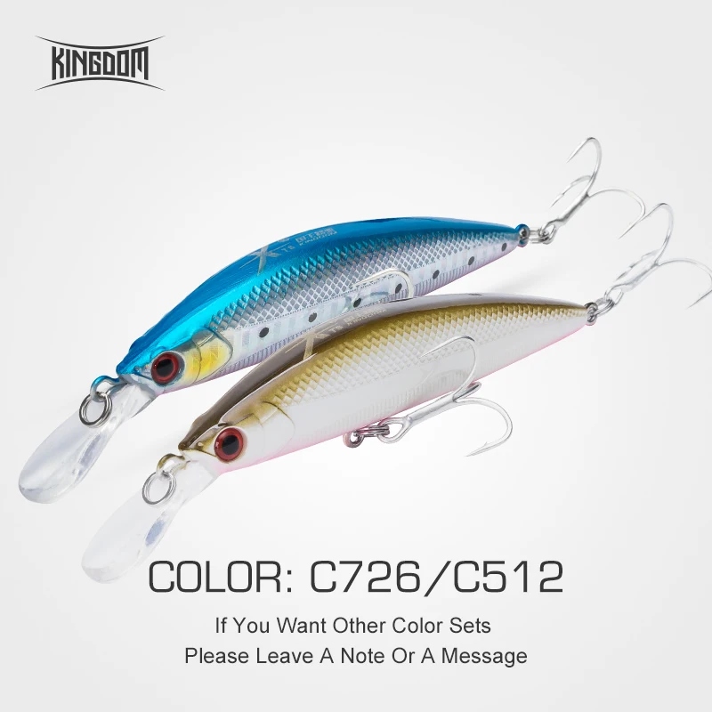 C726 C512 Kingdom Fishing приманки Джеркбейт гольян воблеры 90 мм 11 г/26 г жесткая пластиковая наживка губы для морской воды пять цветов модель 3529 - Цвет: C726 C512