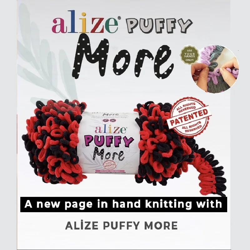 

ALIZE PUFFY MORE Yarn 150gr-11,5mt No Needles Hook Collection Baby Blanket Finger Crochet Knitting Double Sided Loop Soft Mink