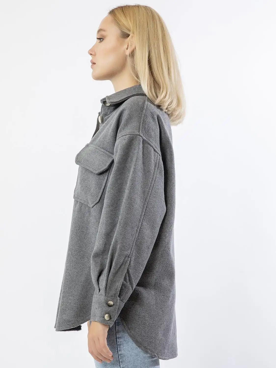 

Women Long Shirt Thick Fashion Winter Autumn Long Sleeve 2020 New Season Button Detail