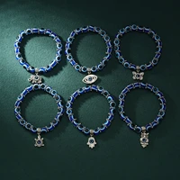 blue evil eye bracelet for women turkey fatima hand thousand eyes wish beads chain bangle bracelets fashion party jewelry gift