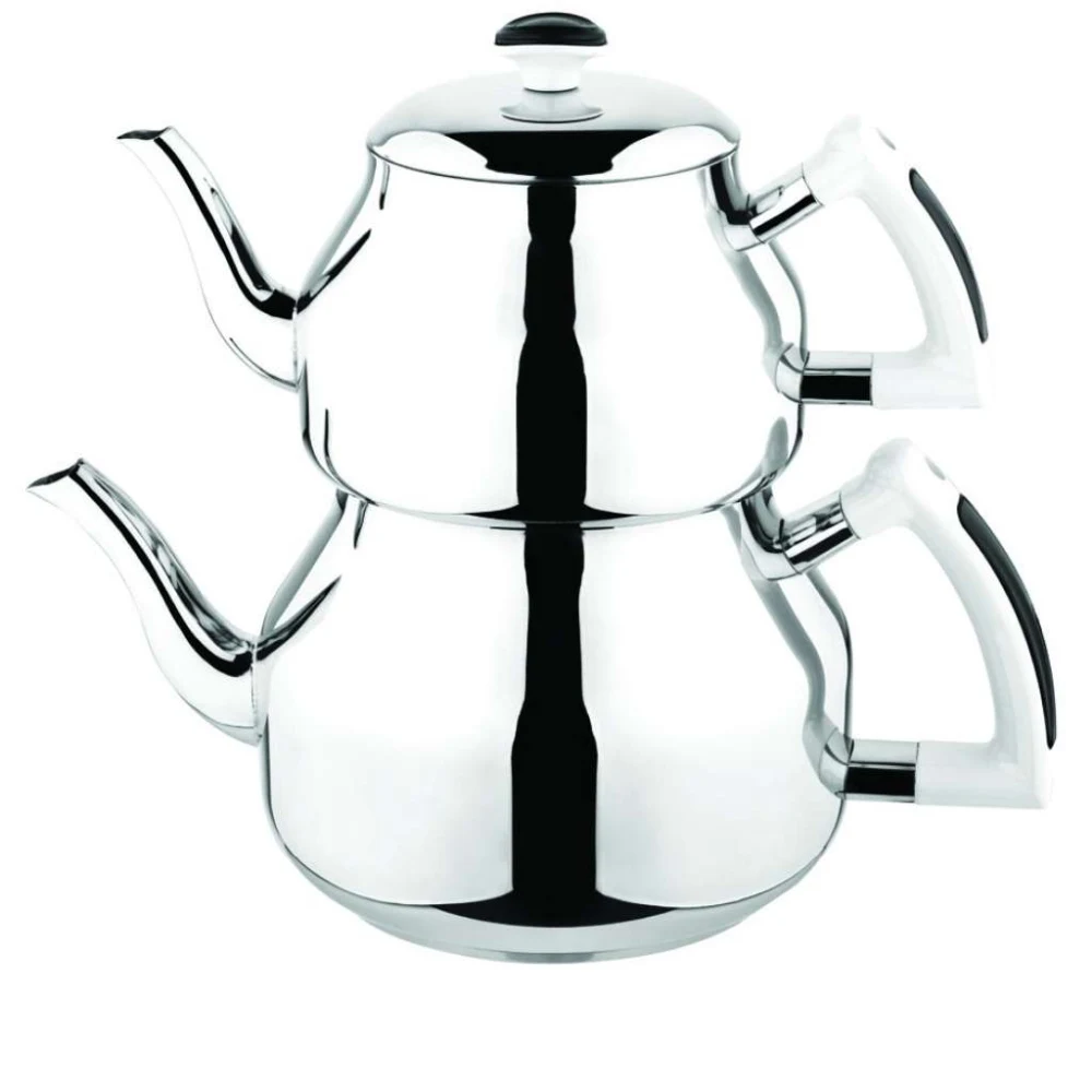 

Teapot Stainless Steel For Turkish Tea Mega Size Basic Black Red Lily 18/10 Cr * Ni Made in Turkey