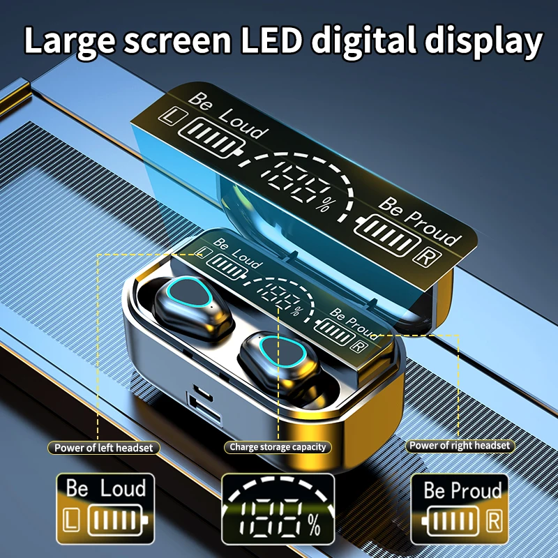 New TWS Bluetooth Headphones 3500mAh Charging Box 9D HIFI Stereo headset Waterproof Earbuds Wireless Earphones With Microphone |