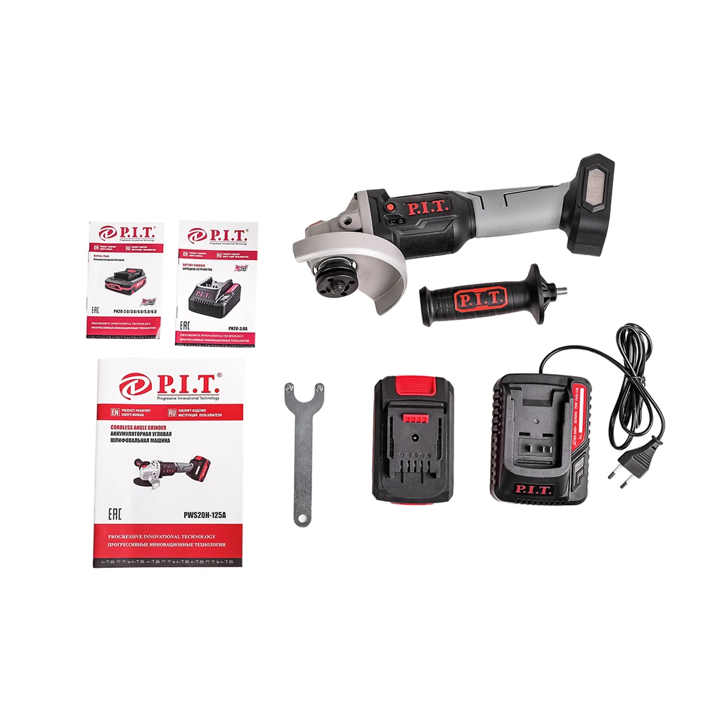 Шлифмашина угловая аккумуляторная бесщёточная P.I.T. PWS20H-125A/1 20В 125мм 7000об/мин 1акб