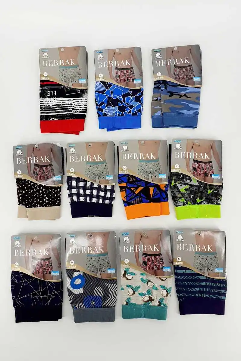 

3 Pieces Men's %100 Cotton Boxer High Quality and Comfortable Lycra Underwear, Turkish Quality