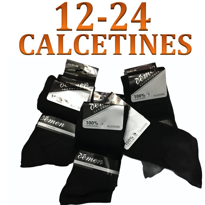 Dacada2005 Calcetines Negros de vestir Algodón Unisex multi talla 41-46 lote de 12-24 unidades