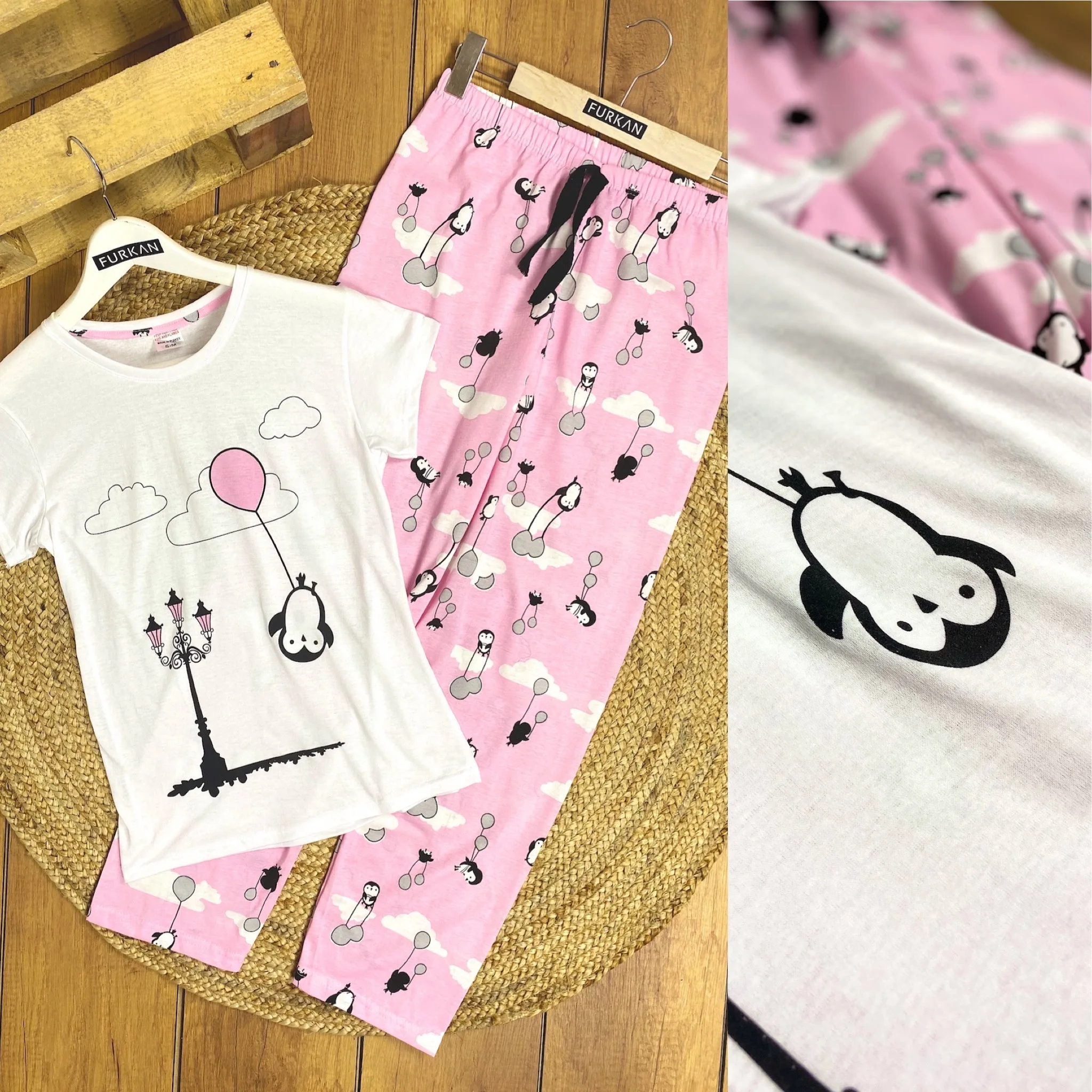 

Women's Pajamas Owl Short Sleeves Long Pants Pyjamas Autumn Spring Winter Pijamas Soft Cute Loungewear Sleepwear Cotton Fabric