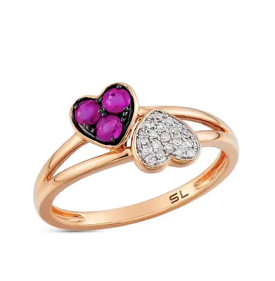 Золотое кольцо с рубинами и бриллиантами SUNLIGHT|Кольца| |