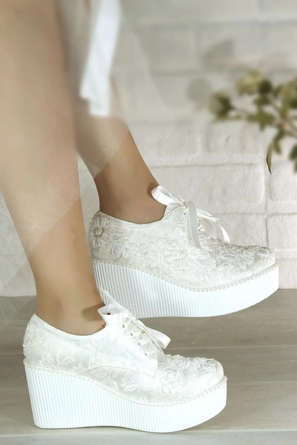 

Женские свадебные туфли Мэгги, роскошные белые свадебные туфли ручной работы на платформе и высоком каблуке