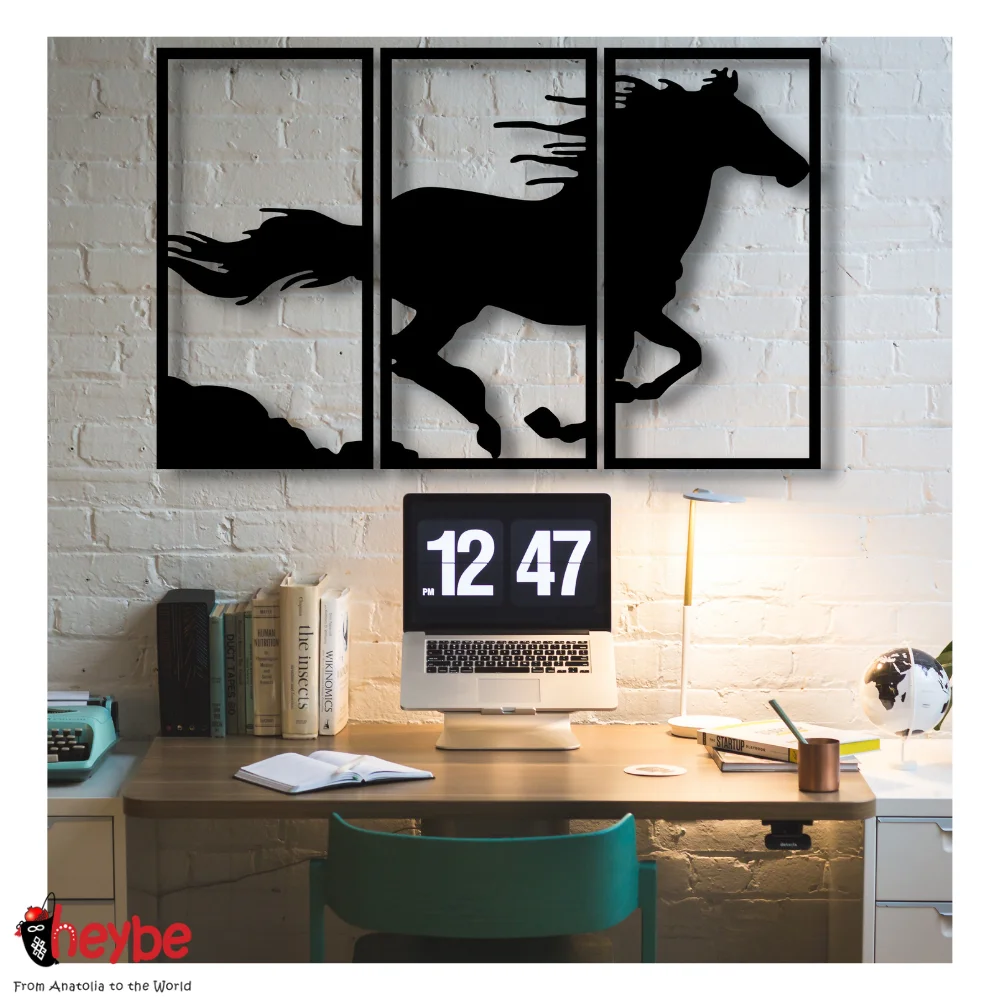 Деревянная Стена Художественное Украшение Скачущая Лошадь Природа Пейзаж