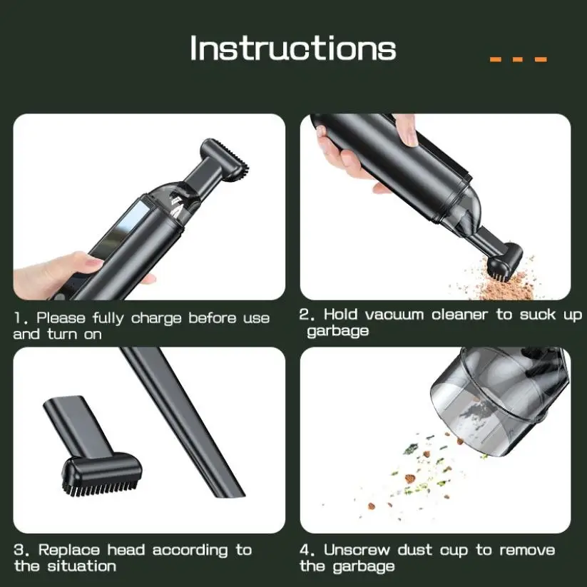 

Mini Car Vacuum Cleaner Wireless Rechargeable Household Handheld Automatic Wet And Dry Vacuum Cleaner 6000pa High Suction Power