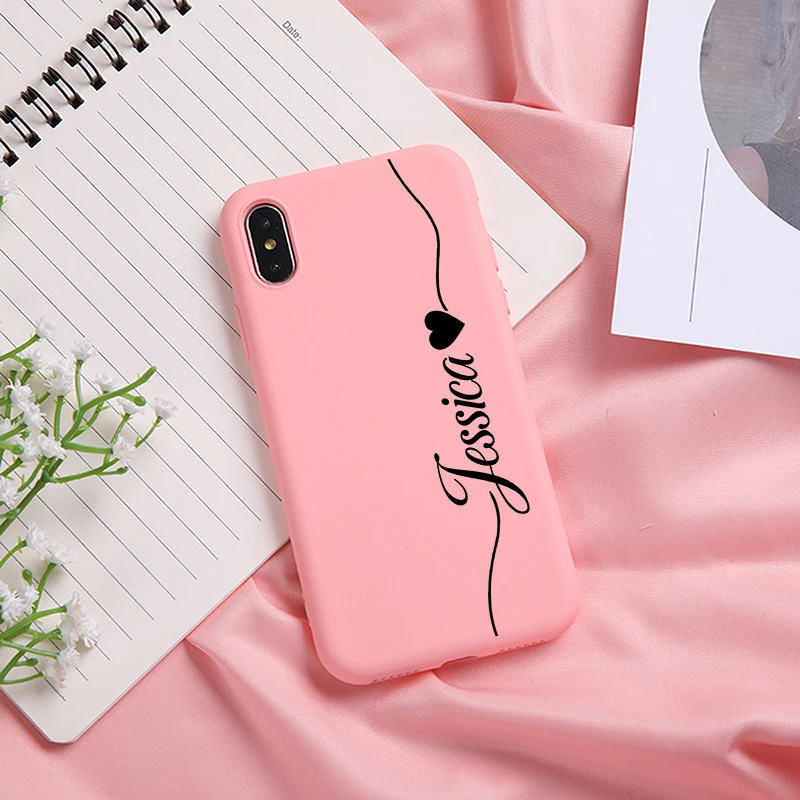 DIY Name Custom Letters For iphone 12 Pro Case SE 2020 X XS Max Couple Soft Liquid Silicone Funda 11 Pro 6s 7 8 Plus 10 XR Cover