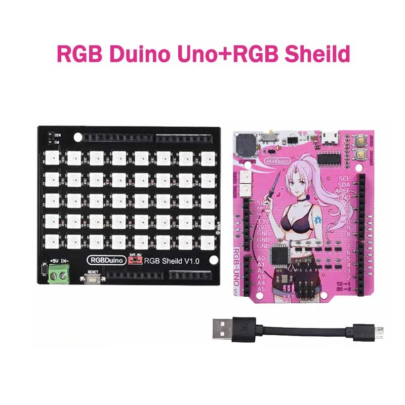 RGBDuino UNO V1.1/V1.2 Demooard + RGB Sheild LED Panel ATmega328P Chip CH340C VS Arduino UNO R3 For mega 2560 Raspberry Pi 4/Pi3