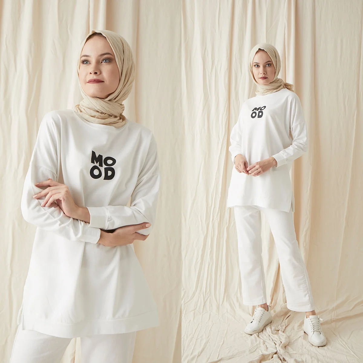 

Two Piece Sets Women Tracksuit Long Sleeve Top + Pants Jogging Sporty Matching Suits 2021 Muslim Sportswear Casual Female Outfit