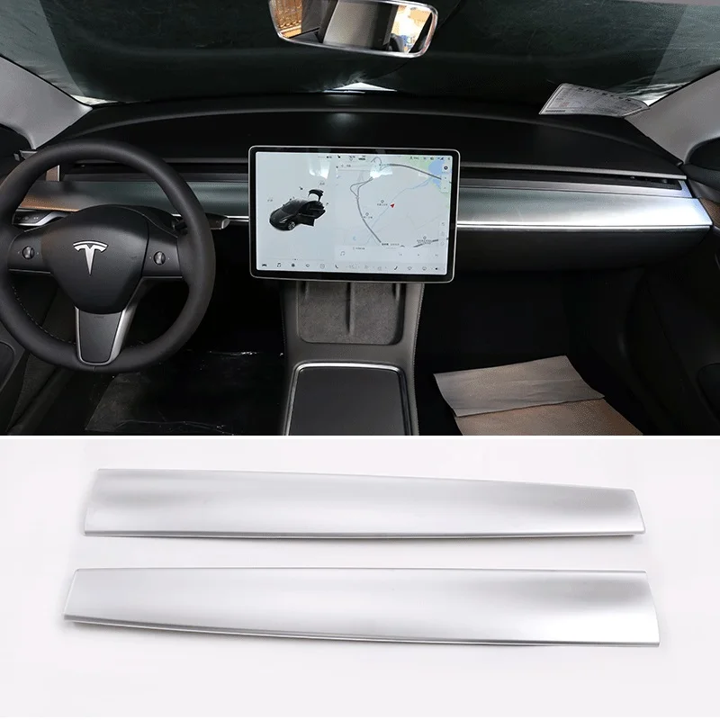 

ABS Oak Grain/Chrome Dash Wood Trim Cap For Tesla Model 3/Y 2020 2021 Accessori Central Console Dashboard Overlay Decor Cover
