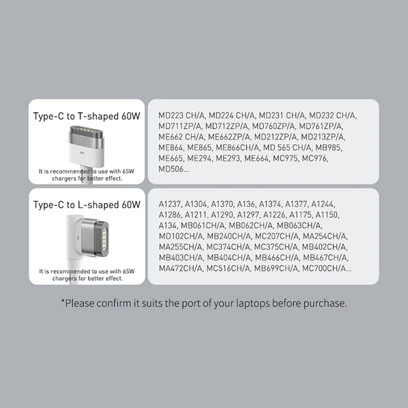 Магнитный кабель Baseus зарядка для MacBook с мощностью 60 Вт встроенный световой