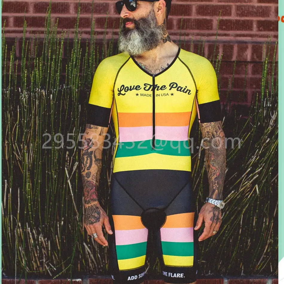 Trisuit 16 LOVE THE PAIN Triathlon Pro Team, спортивный костюм для велоспорта, Мужская одежда для велоспорта на заказ с коротким рукавом, Ciclismo Maillot Skinsuit - Цвет: Trisuit 16