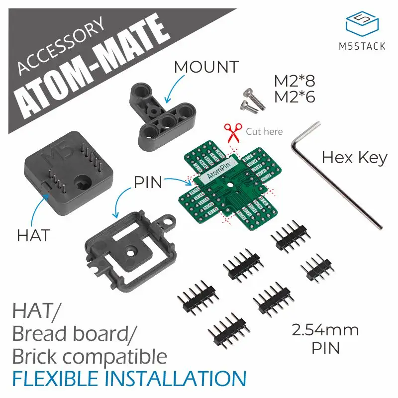 

M5Stack Official ATOM MATE DIY Expansion Kit Adapter Board for Adapting M5StickC Hat Series Flexible installation