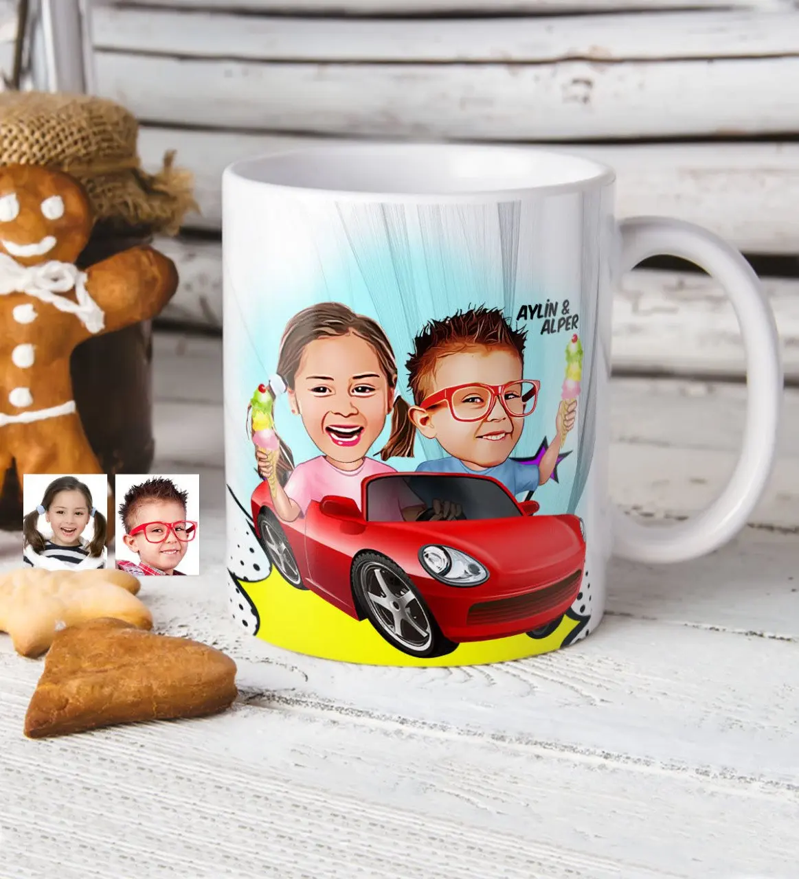

Personalized Brothers Caricature Of White Mug cup-1