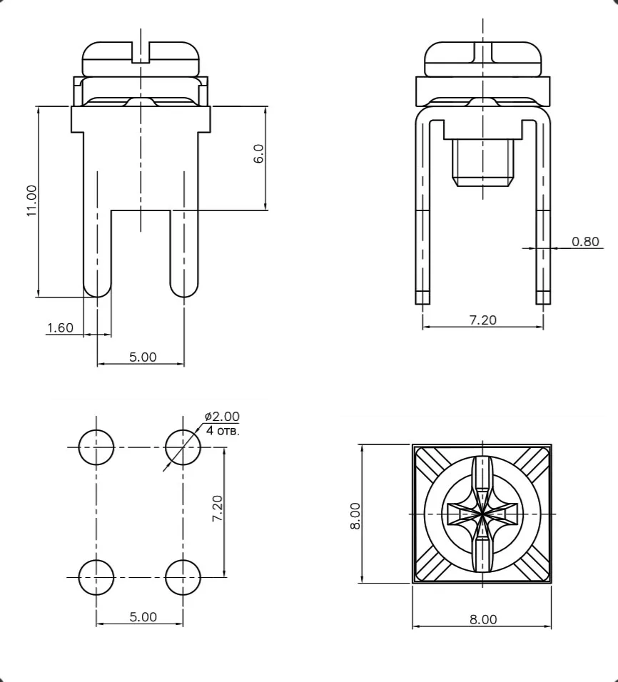 K13 M4x9 / К14 M3.5x6 К15 M3.5x7 Клеммы винтовые на выбор |